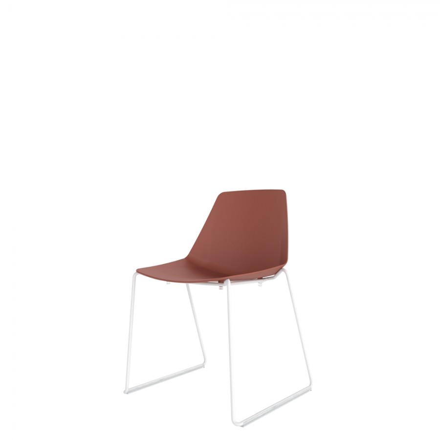 Polypropylene Shell Chair White Steel Skid Frame